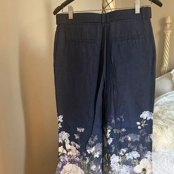 Zimmermann Navy Floral Pants with Belt